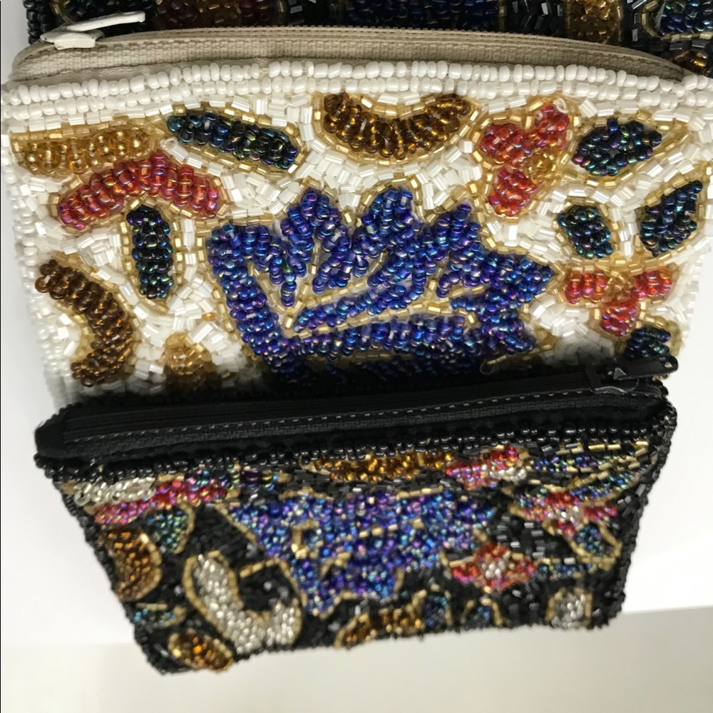 Set of 2 Beaded Patchwork Coin purse.